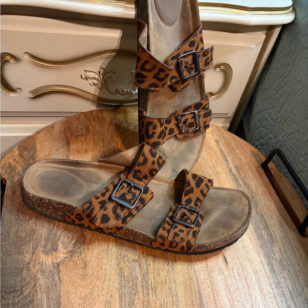 No Boundaries Brown Leopard Print Sandals